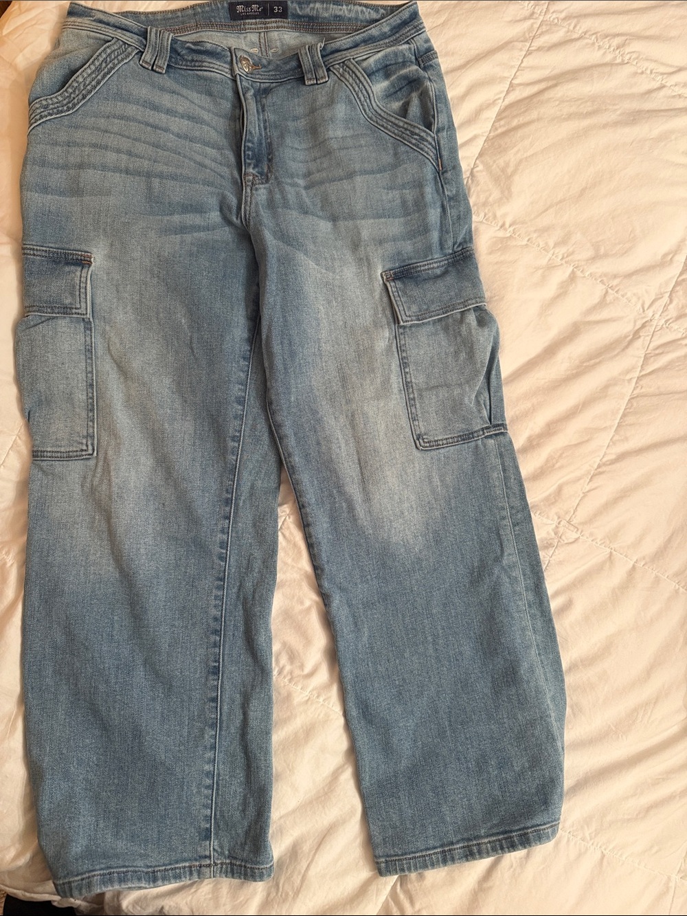 Miss Me Light Blue Relaxed Cargo Jeans